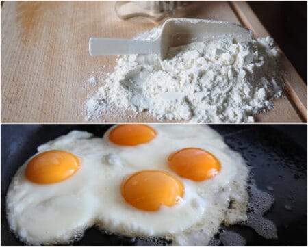 Făină în tigaie – trucul bucătarilor pentru ochiuri delicioase Făină în tigaie