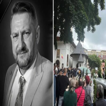 Imagini sfâșietoare de la înmormântarea polițistului ucis de propriul fiu
